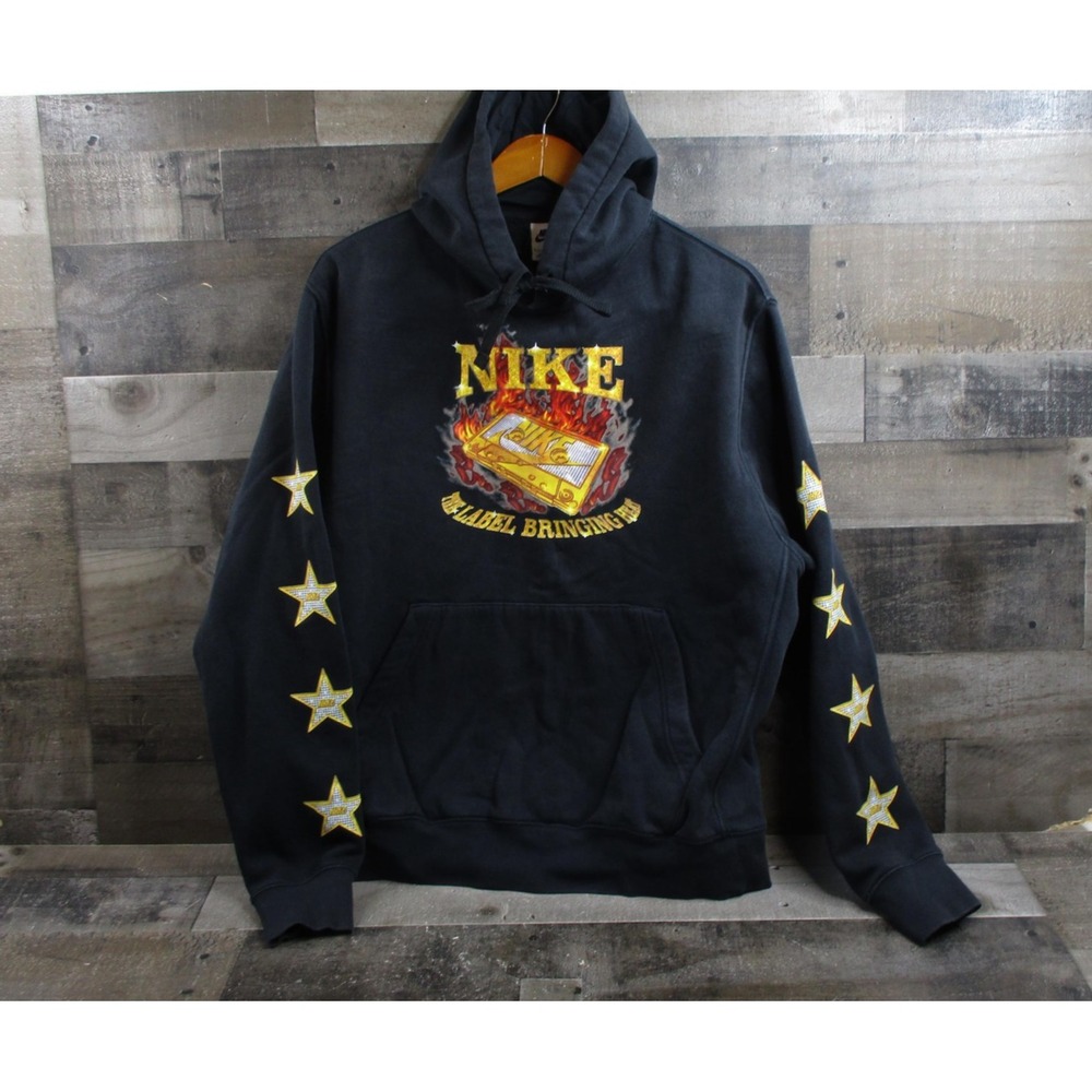 Nike Hoodie Mens Large Black NSW Club 3rd Coast Graphic Basketball FB9052-010